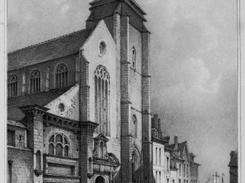 Façade occidentale de Notre-Dame de Recouvrance, du temps de l'ancien portail central